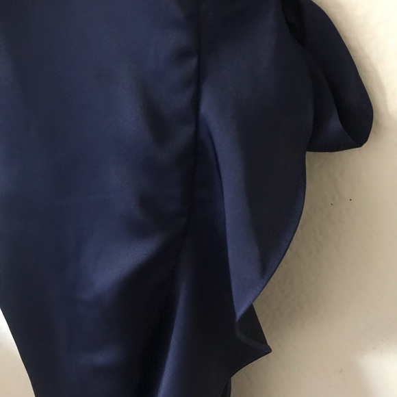 AQUA Navy Satin Like Dress - Picture 2 of 8